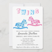 Rocking Horse Twins Baby Shower Einladungskarte Einladung (Vorderseite)