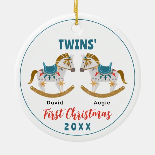 Rocking Horst Twins's Erste Weihnachten Keramik Ornament (Hinten)