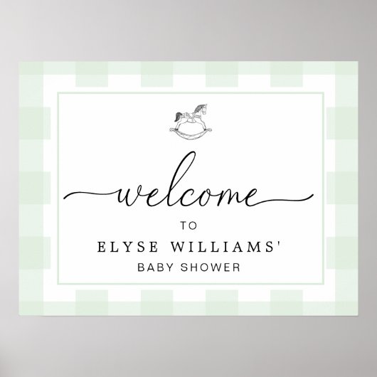 Rocking Hose Mint Green Gingham Begrüßungszeichen Poster (Vorne)