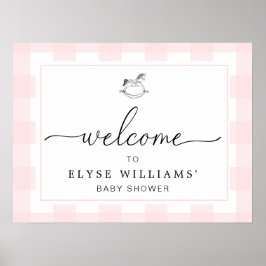 Rocking Hose Pink Gingham Begrüßungszeichen Poster