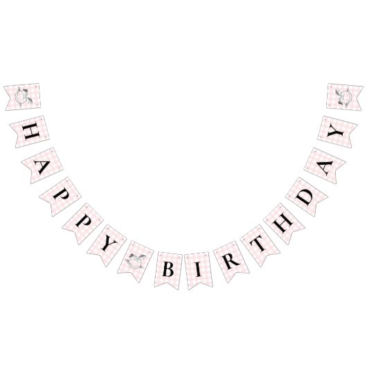 Rocking Pferd Pink Gingham Birthday Banner (Alle)