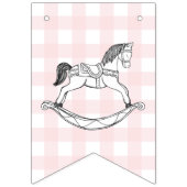 Rocking Pferd Pink Gingham Birthday Banner (Erste Fahne)
