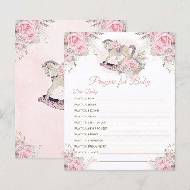 Rocking Pferd Pink Pampas Grass Gebete für Baby (Vorne/Hinten)