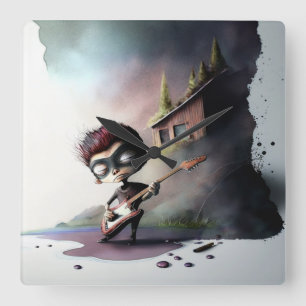 Rocking Randy Quadratische Wanduhr