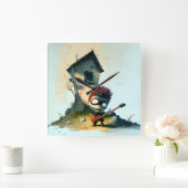 Rocking Randy Quadratische Wanduhr (Zuhause)