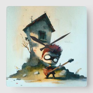 Rocking Randy Quadratische Wanduhr