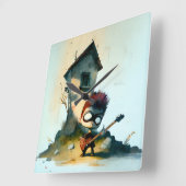 Rocking Randy Quadratische Wanduhr (Winkel)