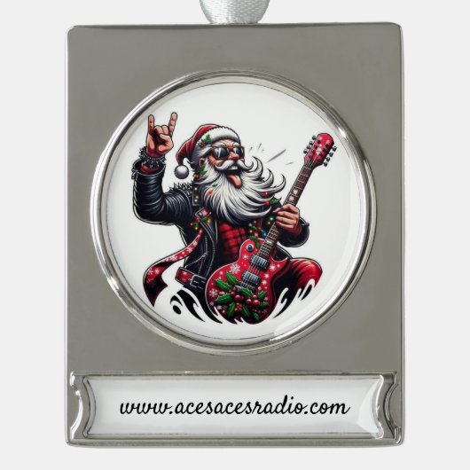 ROCKING SANTA Banner Ornament (Vorderseite)
