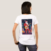 Rocking Santa Claus Playing Electric Guitar T-Shirt (Schwarz voll)