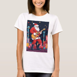 Rocking Santa Claus Playing Electric Guitar T-Shirt