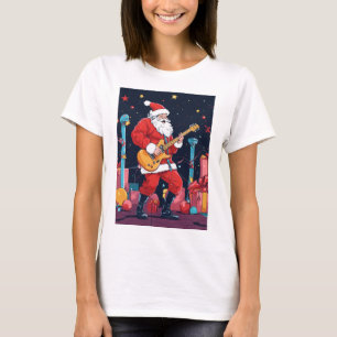 Rocking Santa Claus Playing Electric Guitar T-Shirt