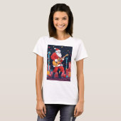 Rocking Santa Claus Playing Electric Guitar T-Shirt (Vorne ganz)
