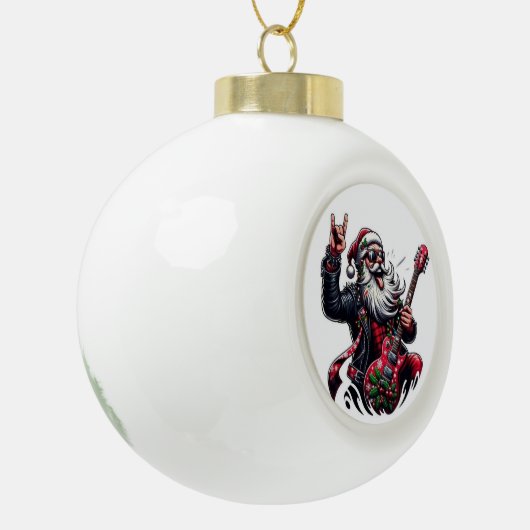 ROCKING SANTA Snowflake Framed Ornament (Links)