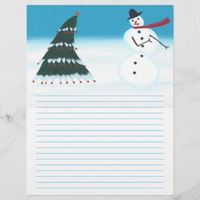 Rocking Snowman and Tree Christmas Letterhead (Vorderseite)