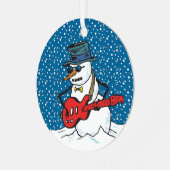 Rocking Snowman spielt Gitarre Ornament Aus Metall (Vorderseite links)