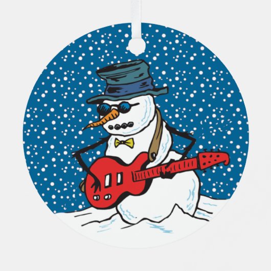 Rocking Snowman spielt Gitarre Ornament Aus Metall (Rückseite)
