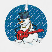 Rocking Snowman spielt Gitarre Ornament Aus Metall (Vorderseite)