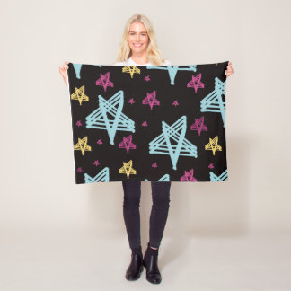 Rocking Stars Rosa Blau Fleecedecke