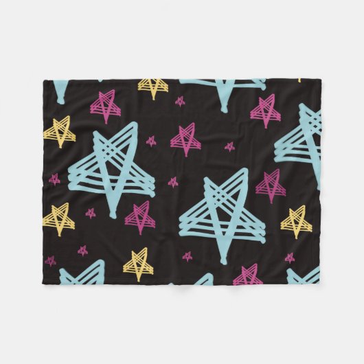 Rocking Stars Rosa Blau Fleecedecke (Vorderseite (Horizontal))