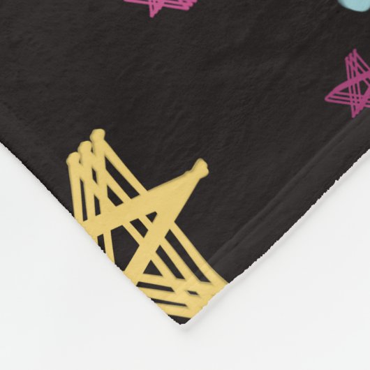 Rocking Stars Rosa Blau Fleecedecke (Ecke)