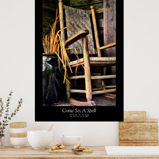 Rocking-Stuhl auf Porch Painting Style Black Borde Poster (Küche)