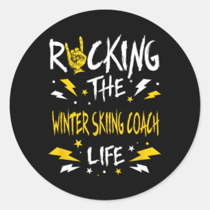 Rocking The Winter Skilehrer Lustig Alpinski Runder Aufkleber