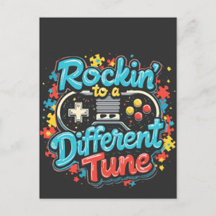 Rocking zu einem anderen Tune Gaming Pad Autismus Feiertagspostkarte