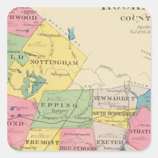 Rockingham Landkreis, NH Quadratischer Aufkleber (Vorderseite)