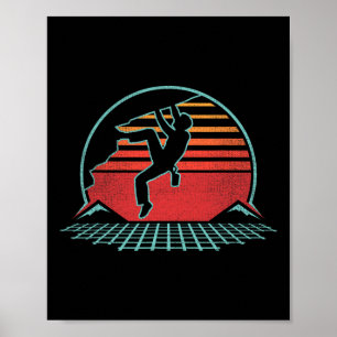 Rockklettern Retro Vintage Bouldern 80er Stil G Poster