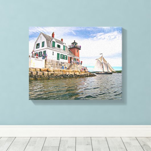 Rockland Breakwater Lighthouse, Maine Canvas Print Leinwanddruck (Insitu (Holzboden))