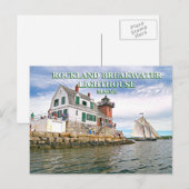 Rockland Breakwater Lighthouse, Maine Postcard Postkarte (Vorne/Hinten)