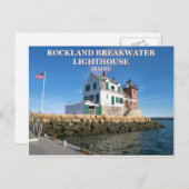 Rockland Breakwater Lighthouse, Maine Postcard Postkarte (Vorne/Hinten)
