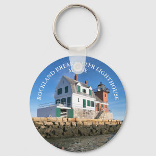 Rockland Breakwater Lighthouse Maine Round Keyring Schlüsselanhänger