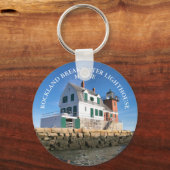 Rockland Breakwater Lighthouse Maine Round Keyring Schlüsselanhänger (Vorderseite)