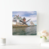 Rockland Breakwater Lighthouse, Maine Wall Clock Quadratische Wanduhr (Zuhause)