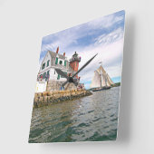 Rockland Breakwater Lighthouse, Maine Wall Clock Quadratische Wanduhr (Winkel)