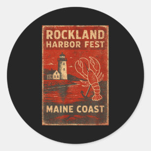 Rockland Hafen Fest T-Shirt Hummer Leuchtturm Haup Runder Aufkleber