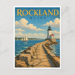 Rockland Maine Breakwater Light GeoSaga Postkarte