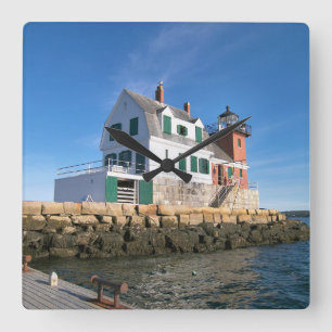 Rockland Wellenbrecher-Leuchtturm, Maine-Wanduhr Quadratische Wanduhr