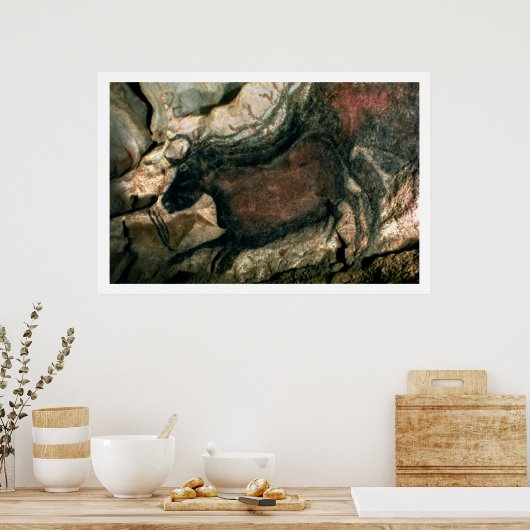Rockmalerei eines schwarzen Stiers, um 17000 v. Ch Poster (Küche)