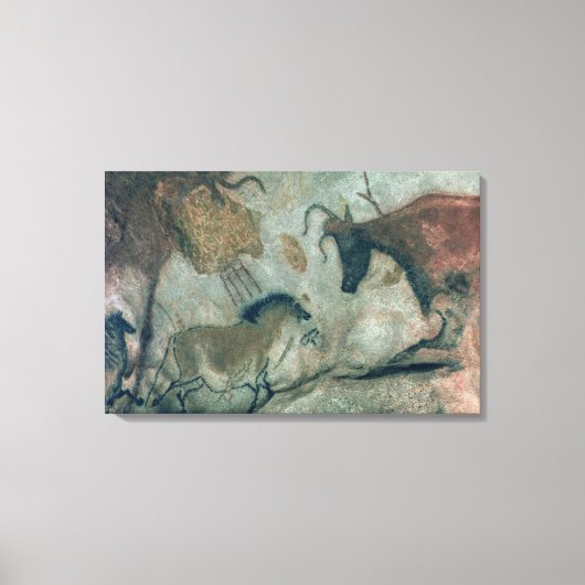 Rockmalerei mit Pferd und Kuh, c.17000 B Leinwanddruck (Vorderseite)