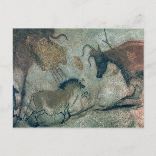 Rockmalerei mit Pferd und Kuh, c.17000 B Postkarte (Vorderseite)