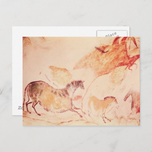 Rockmalerei von Pferden, um 17000 v. Chr. Postkarte (Vorne/Hinten)