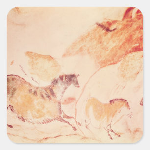 Rockmalerei von Pferden, um 17000 v. Chr. Quadratischer Aufkleber