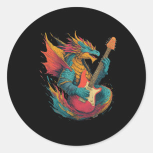 Rockn Roll Drachen-Look mit cooler E-Gitarre-Kostü Runder Aufkleber