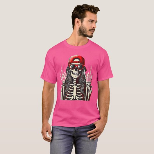 Rockn Roll Girl Skeleton Rocker Cool Punk Rock Roc T-Shirt (Vorne ganz)