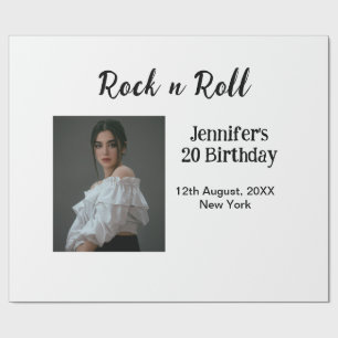 Rock'n'Roll 20. Geburtstagsmädchen Foto elegante M Geschenkpapier