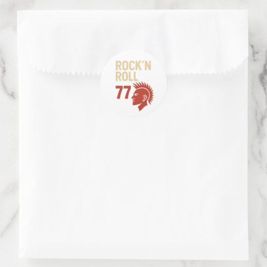 Rock'n'Roll 77 Runder Aufkleber (Tasche)