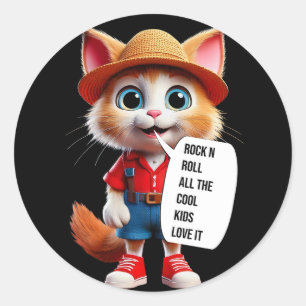 Rock'n'Roll alle coolen Kinder Liebe es Runder Aufkleber