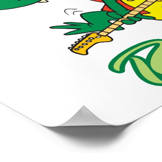 Rock'n'Roll-Alligator-Cartoon Poster (Ecke)